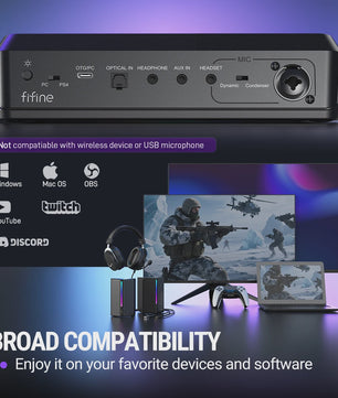 FIFINE SC8 Audio Mixer: RGB, Voice Changer & EQ voor Gaming, Streaming & Podcasts