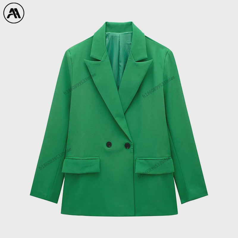 Dames Blazer met Zakken - Stijlvolle Dubbelzijdige Vintage Look