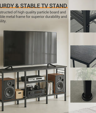 TV Meubel met Open Opbergvakken en Soundbar Plank - Geschikt voor TV's tot 55 Inch
