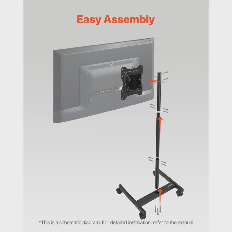 Mobiele TV Standaard op Wielen | 17-55 Inch | 20kg Draagvermogen | VESA 200x200