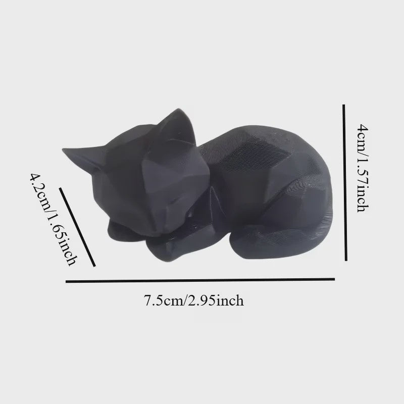Abstract Geometrisch Slapend Kat Ornament - Modern Minimalistisch Plastic Figuur voor Huis & Kantoor