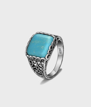 S925 Zilveren Ring met Ovaal Natuurlijke Turkoois - Fijne Sieraden voor Dames en Heren