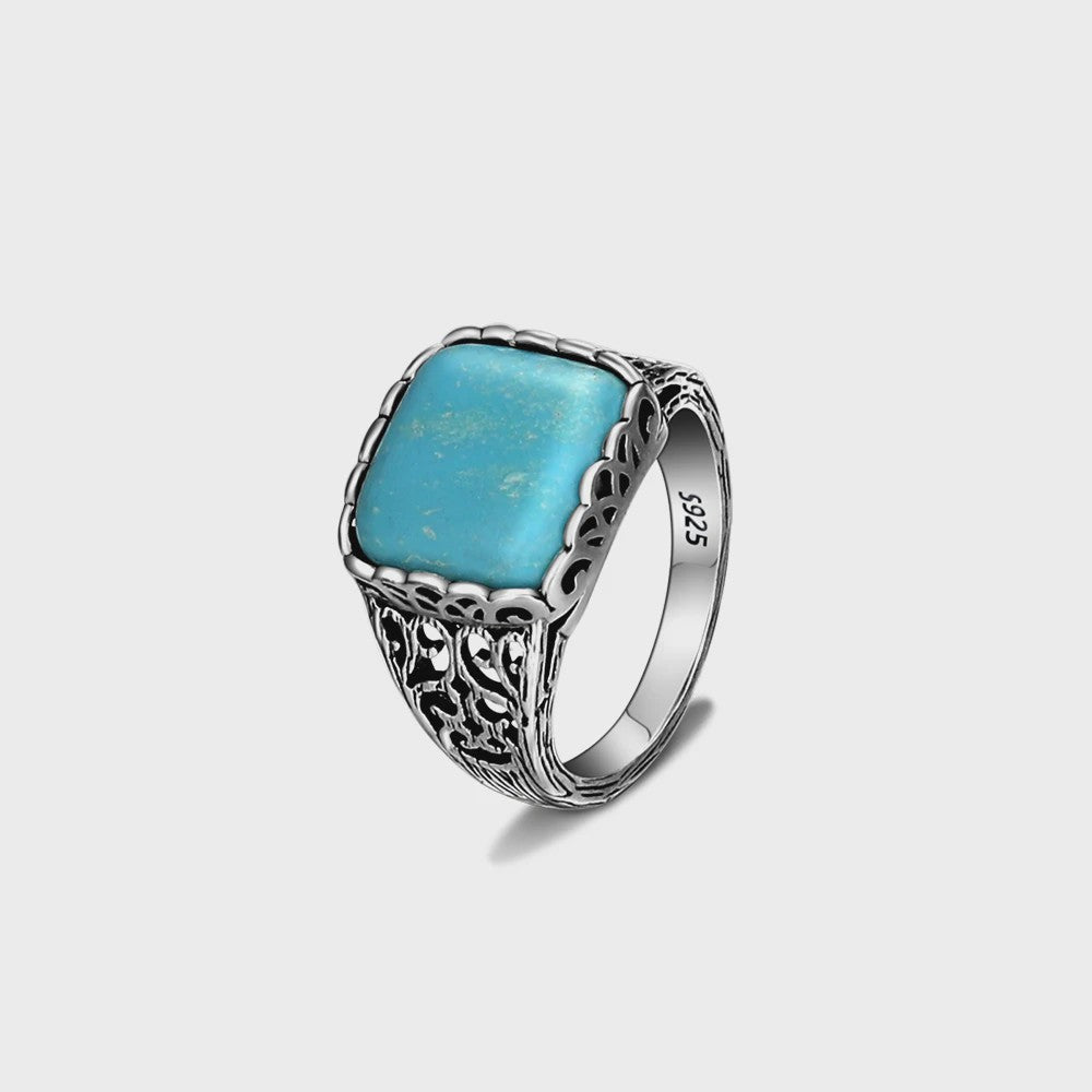 S925 Zilveren Ring met Ovaal Natuurlijke Turkoois - Fijne Sieraden voor Dames en Heren