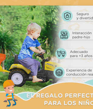 Gele Trap tractor met Aanhanger voor Kinderen - Rijplezier tot 35 kg