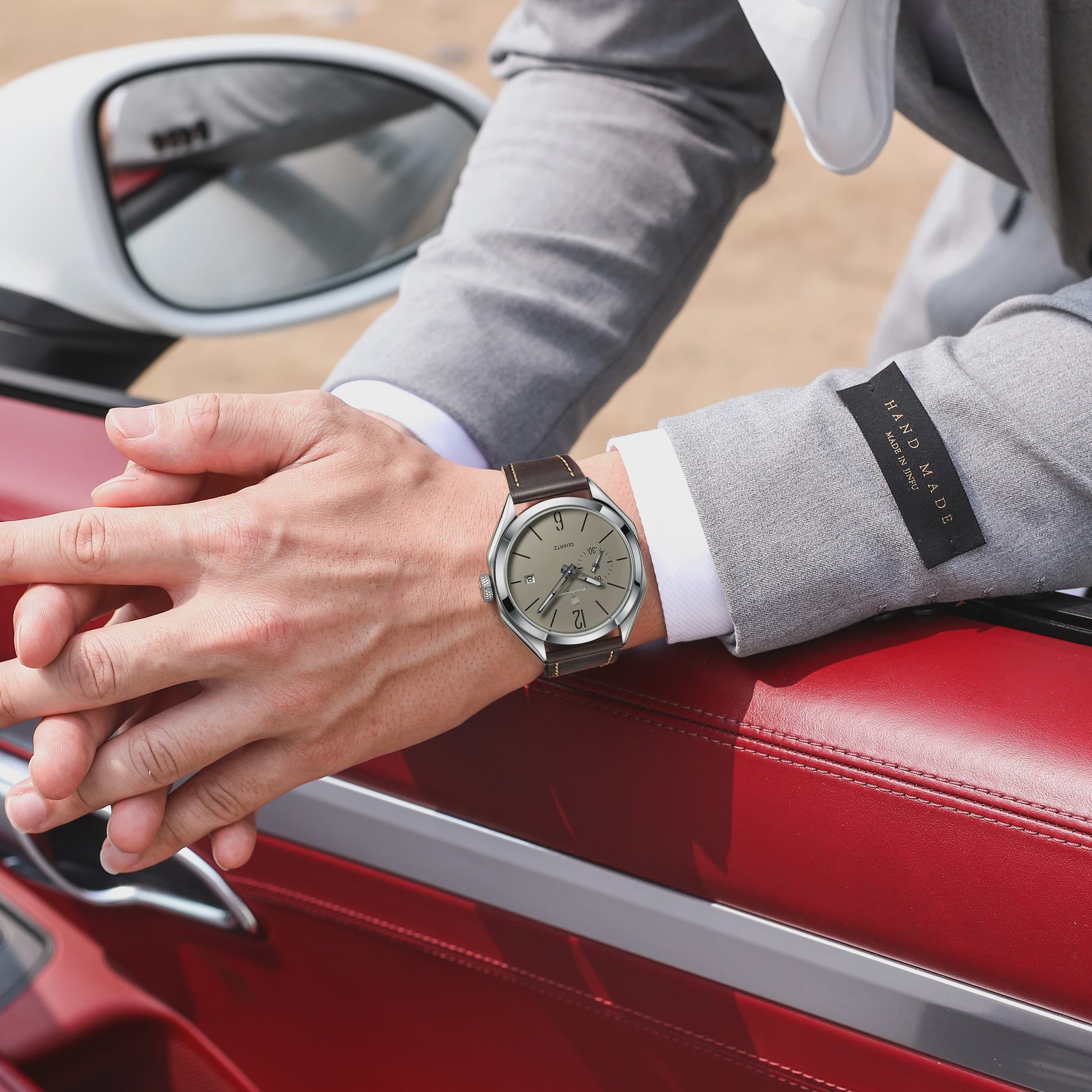 POEDAGAR Herenhorloge Leer - Zakelijk & Casual Kwarts Horloge met Datum & Waterdicht