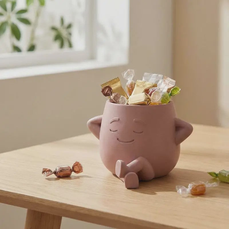 Unieke Bloempot met Gezicht - Schattige Resin Plantenbak voor Succulenten en Decoratie