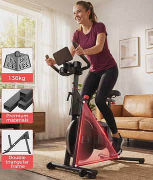 Indoor Hometrainer Fiets met 32 Weerstandsniveaus, LCD Scherm & Tablethouder