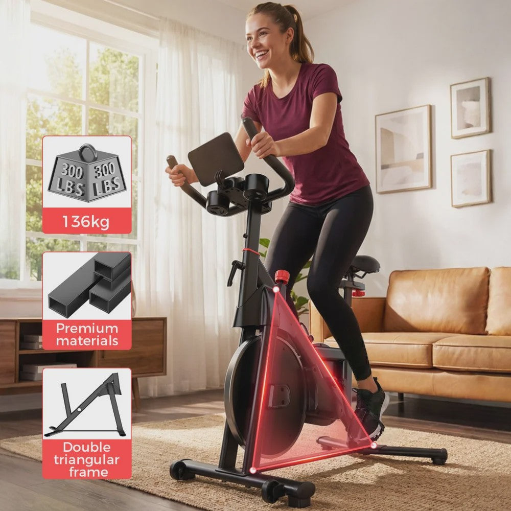 Indoor Hometrainer Fiets met 32 Weerstandsniveaus, LCD Scherm & Tablethouder