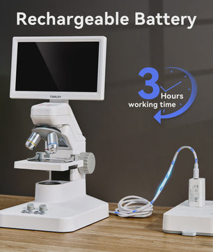 Tomlov DM301 Pro Digitale Microscoop: 1200x Vergroting, 7" HD Scherm & HDMI - Ideaal voor Educatie en Laboratorium