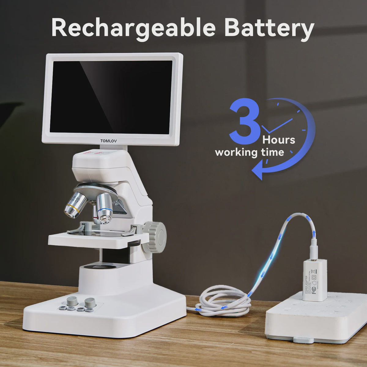 Tomlov DM301 Pro Digitale Microscoop: 1200x Vergroting, 7" HD Scherm & HDMI - Ideaal voor Educatie en Laboratorium