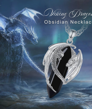 Obsidiaan Draak Ketting - Vintage Kristal Hanger met Spirituele Kracht voor Mannen en Vrouwen