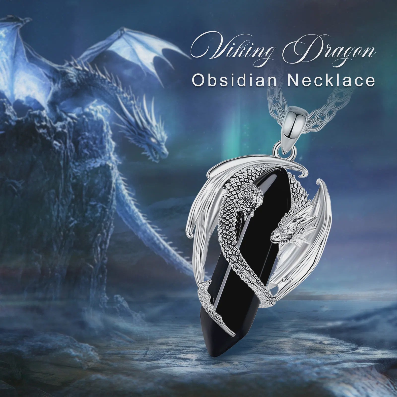 Obsidiaan Draak Ketting - Vintage Kristal Hanger met Spirituele Kracht voor Mannen en Vrouwen