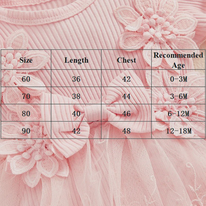 Prinsessen Baby Meisjes Romper Jurk met 3D Bloemen, Kant & Hoofdband - Zomerkleding