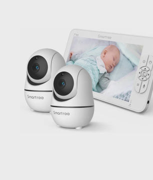 7" HD Babyfoon met 2 Camera's, Split Screen, Pan/Tilt/Zoom & 4000mAh Batterij