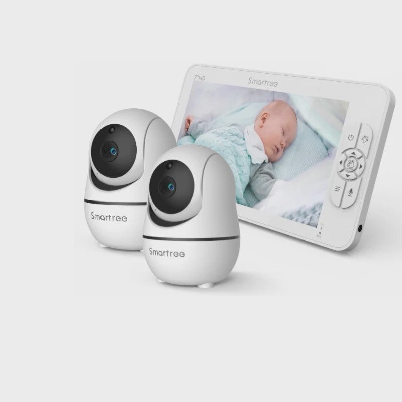 7" HD Babyfoon met 2 Camera's, Split Screen, Pan/Tilt/Zoom & 4000mAh Batterij
