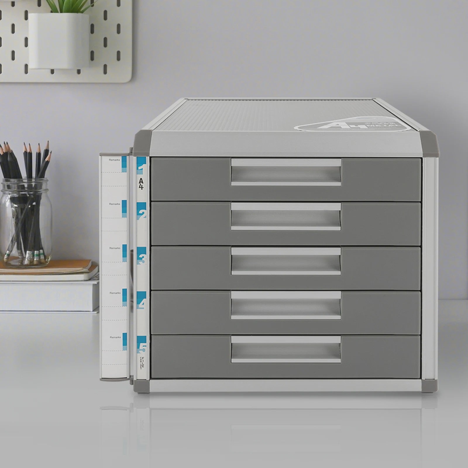 Afsluitbare 5-Laden Archiefkast A4 - Aluminium Documenten Opbergkast voor Kantoor, Bank & Thuis