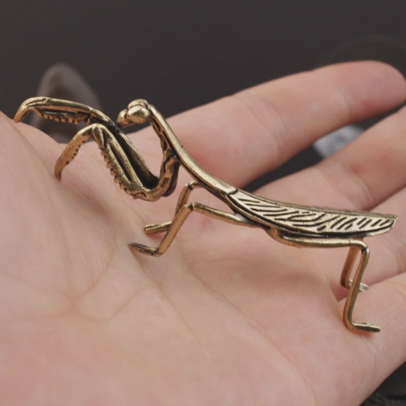Miniatuur Koperen Insect Beeldjes: Bidsprinkhaan, Libelle, Bij & Krekel - Feng Shui Decoratie