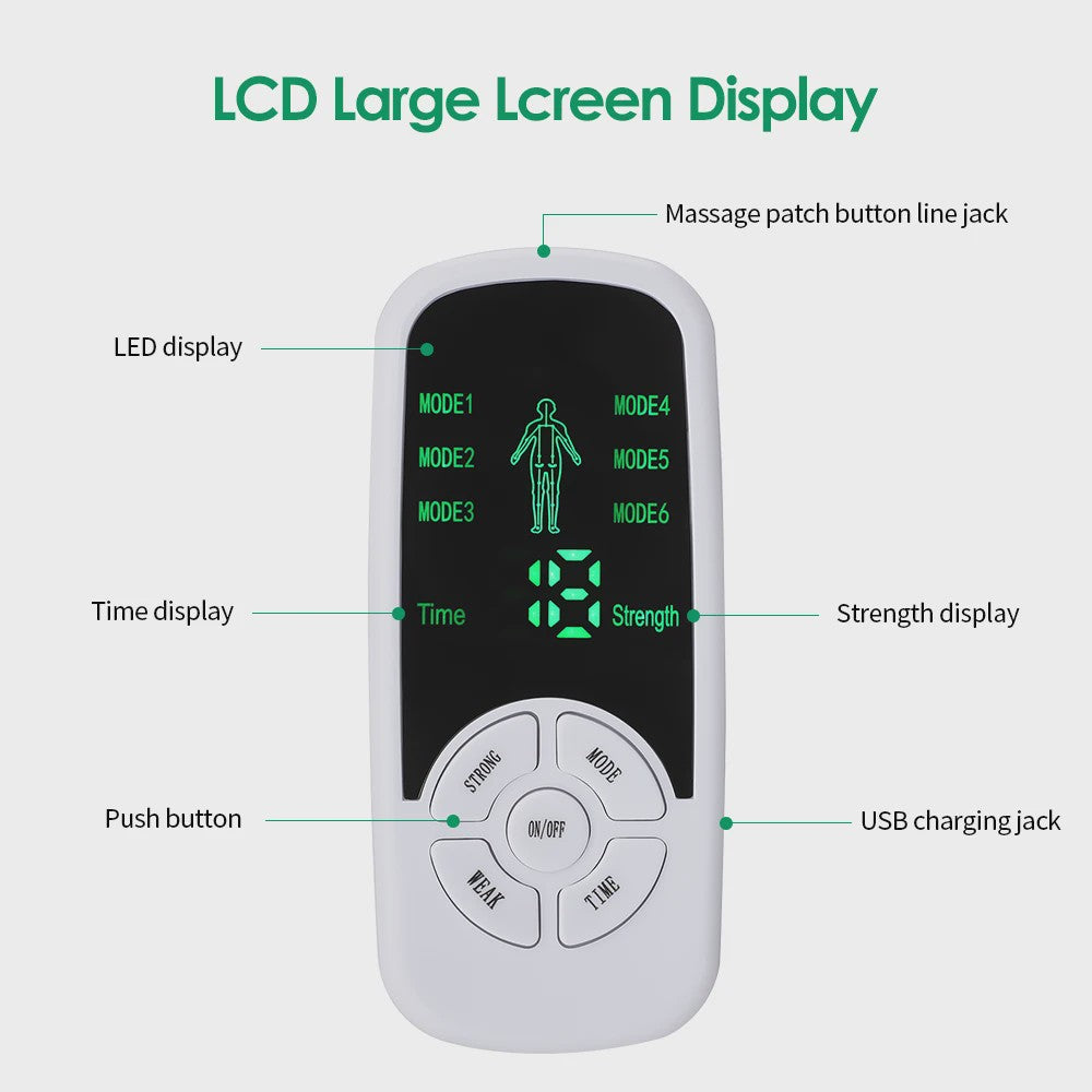 Digitale EMS Spierstimulator: Massageapparaat voor Rug, Nek & Lichaam met TENS