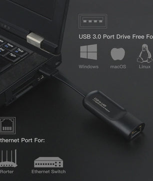 2.5Gbps USB Ethernet Adapter - Snelle Netwerkkaart voor Laptop & PC (USB-A/C)