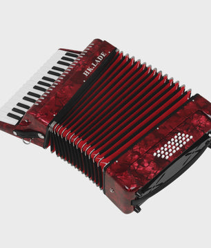 Professionele Rode Bayan Accordeon - 32 Tonen & 32 Bassen met Schapenvacht Balg en Draagband