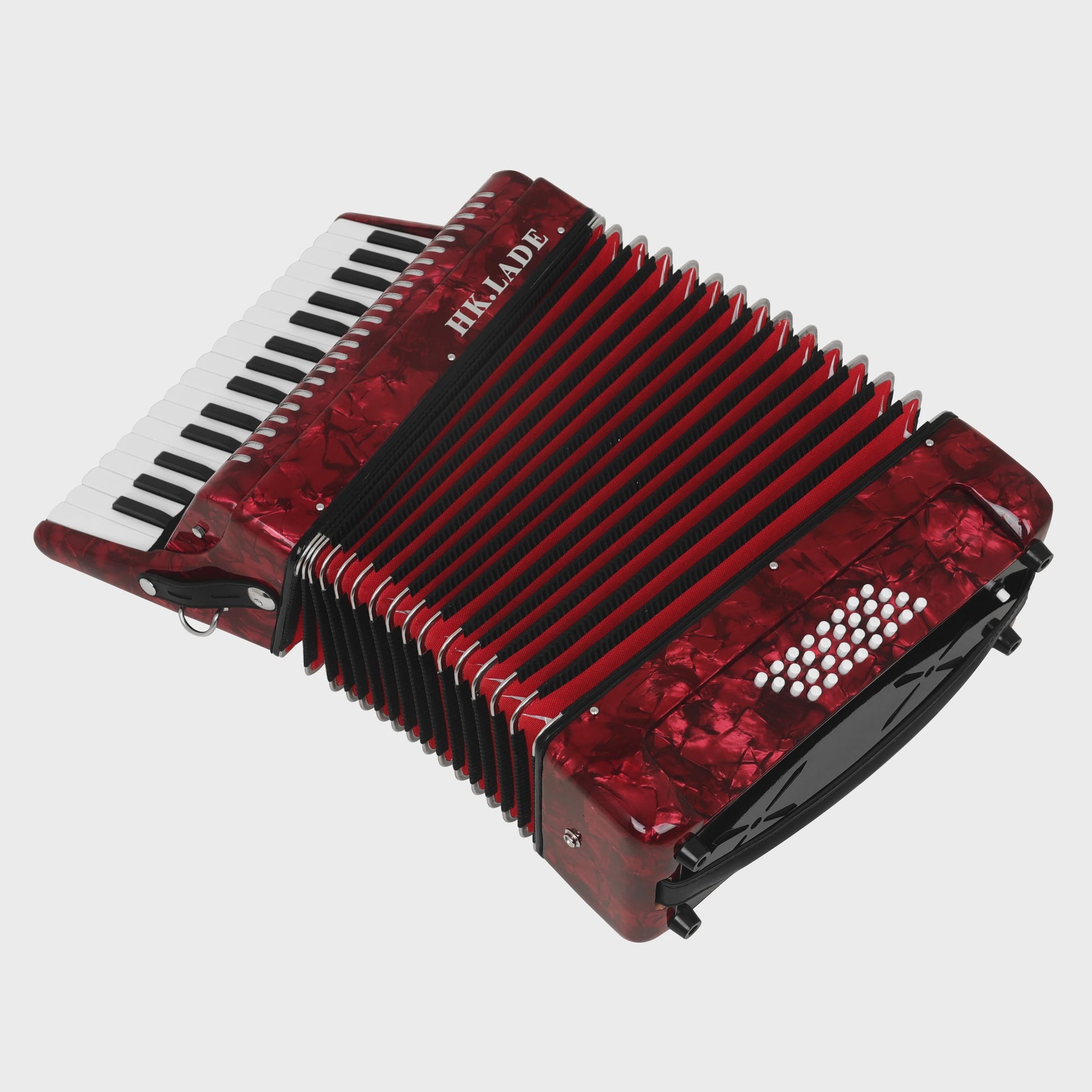 Professionele Rode Bayan Accordeon - 32 Tonen & 32 Bassen met Schapenvacht Balg en Draagband