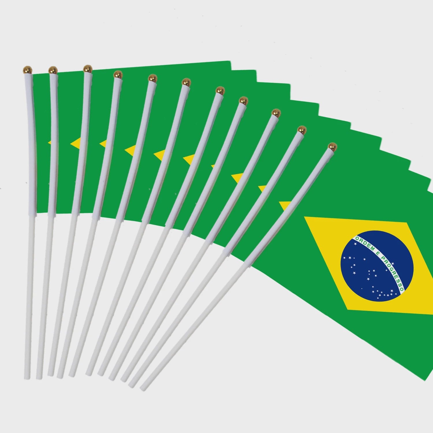 Mini Brazilië Handvlaggen aan Stok - Feest, Parade & Evenement Decoratie