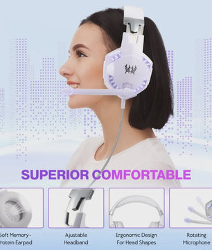 G2000 Gaming Headset met Microfoon, LED Verlichting en 50mm Speakers - PC, PS4, Xbox One
