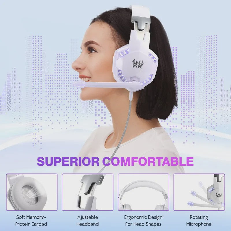 G2000 Gaming Headset met Microfoon, LED Verlichting en 50mm Speakers - PC, PS4, Xbox One