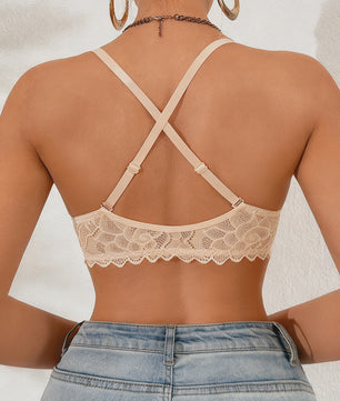 Luxe kanten push-up bh met vlinderdetail en voorsluiting