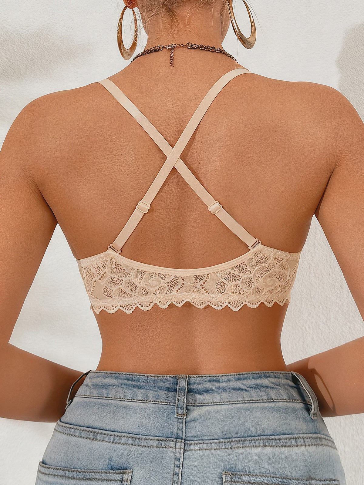 Luxe kanten push-up bh met vlinderdetail en voorsluiting