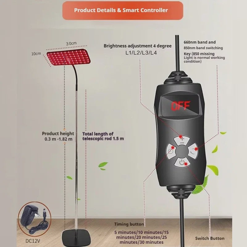 LED Roodlichttherapie Paneel met Standaard - 660nm & 850nm Nabij-Infrarood