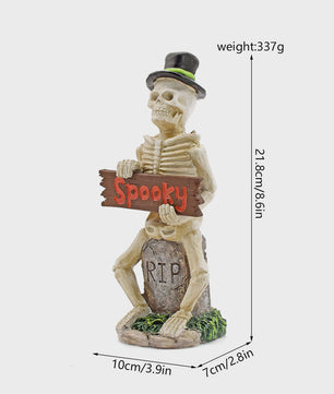 Halloween Skelet Figuur met 'Spooky' Bord - Spookachtige Decoratie voor Huis & Feest