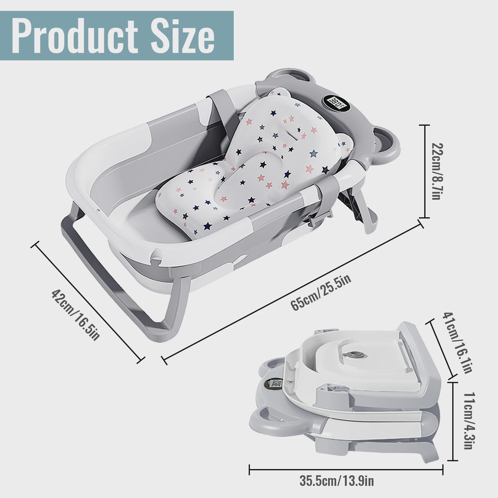 Opvouwbaar Babybadje met Thermometer - Groot en Veilig voor Baby's en Peuters