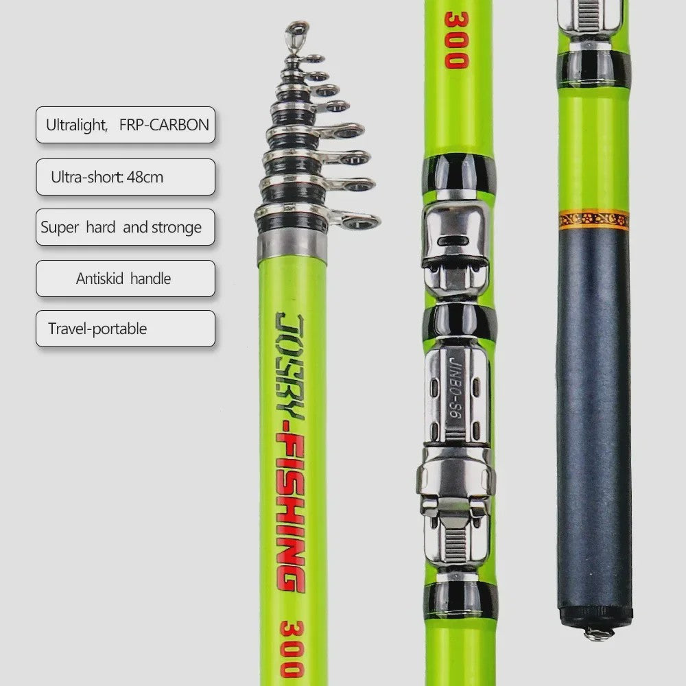 JOSBY Telescopische Vishengel - Carbon Fiber - 1.5M tot 3.0M