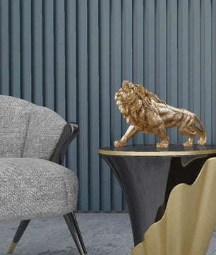 Gouden Leeuw Koning Resin Beeld - Luxe Dieren Decoratie voor Huis & Kantoor