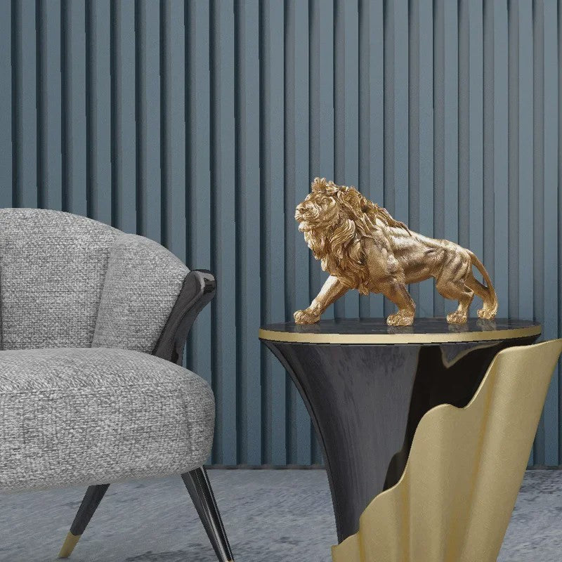 Gouden Leeuw Koning Resin Beeld - Luxe Dieren Decoratie voor Huis & Kantoor