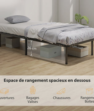 HOMCOM Bedframe 90x190 cm - Stevig Lattenbodem Bed met Opbergruimte