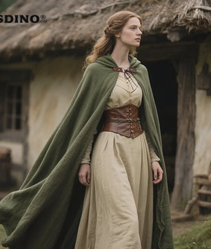 Middeleeuwse Kapmantel van Linnen - Renaissance Cape met Capuchon voor Cosplay & LARP
