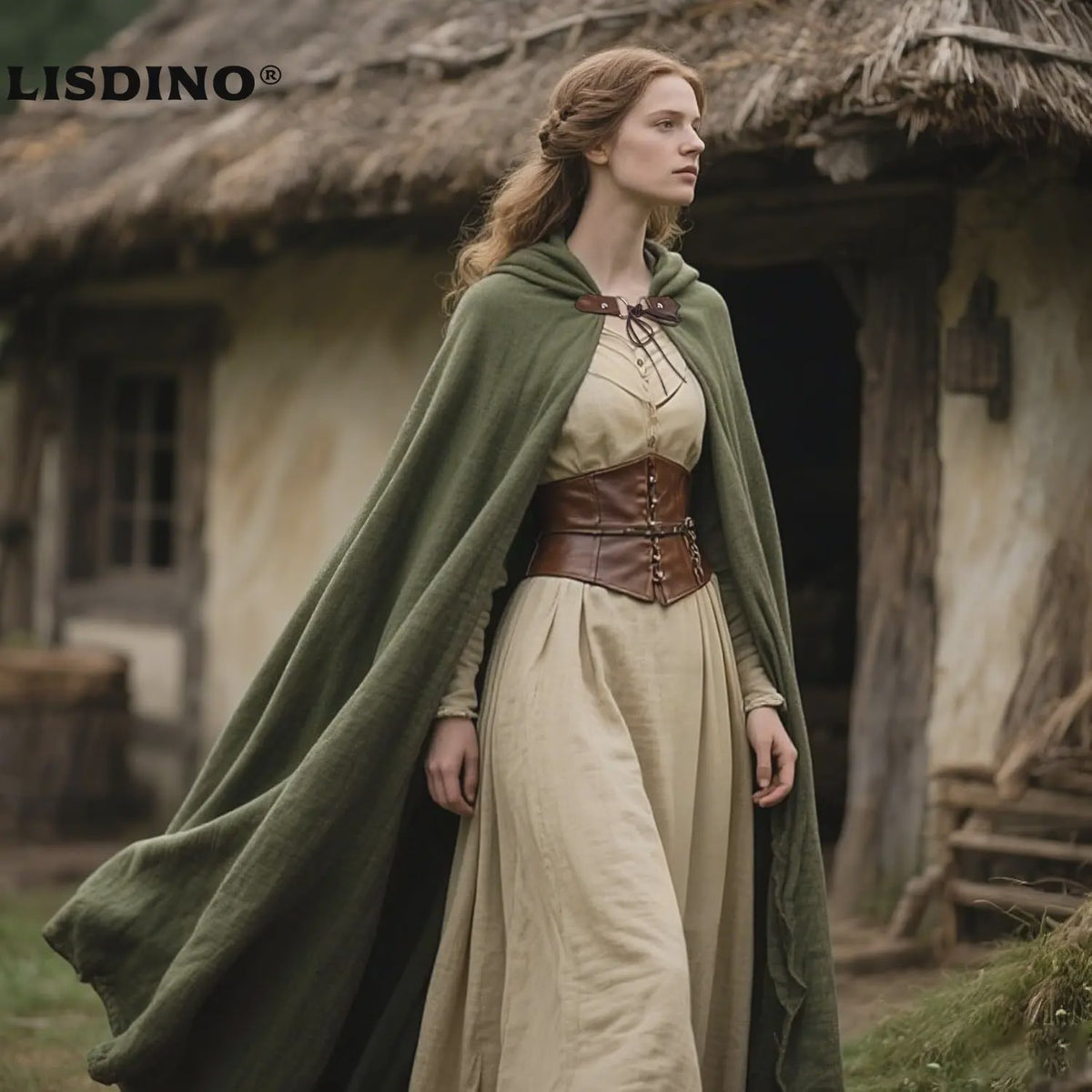 Middeleeuwse Kapmantel van Linnen - Renaissance Cape met Capuchon voor Cosplay & LARP