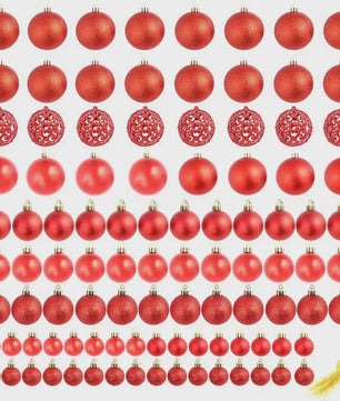 100 Delige Kerstballen Set Rood - Diverse Maten (3/4/6 cm)