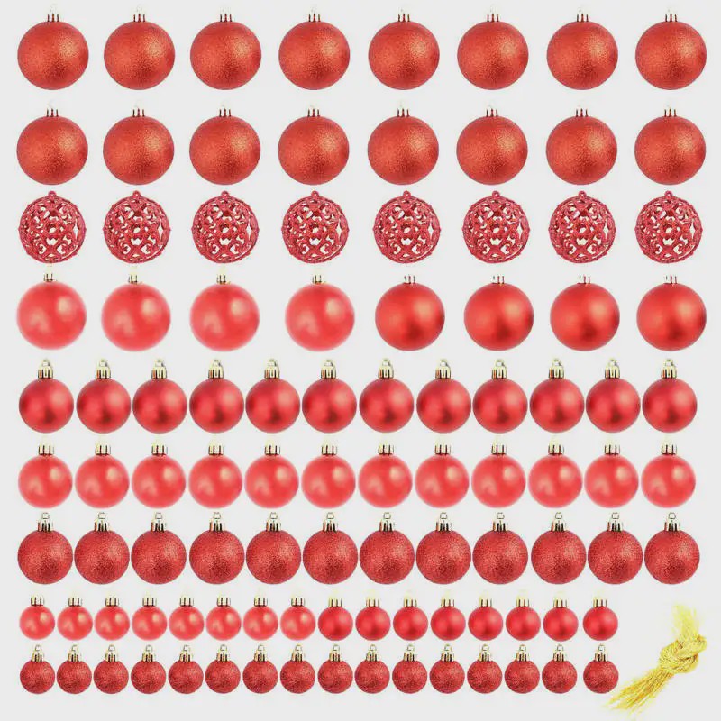 100 Delige Kerstballen Set Rood - Diverse Maten (3/4/6 cm)
