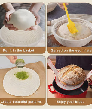 Brood Bakmand Set 23cm - Professionele Rijs- en Bakaccessoires voor Sourdough Brood