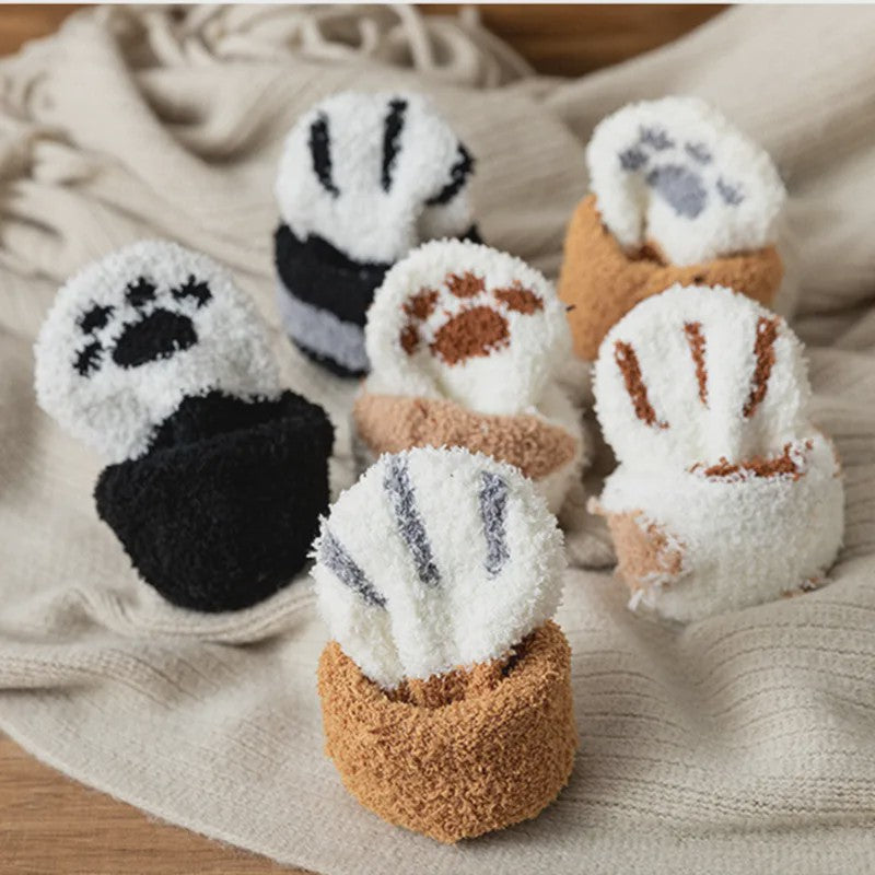 Schattige Dierenpoot Sokken Dames - Kawaii Fleece Sokken voor Thuis & Slapen