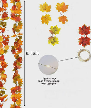 200cm Herfst Esdoornblad Slinger met Kunstbladeren - Decoratie voor Huis, Tuin, Halloween