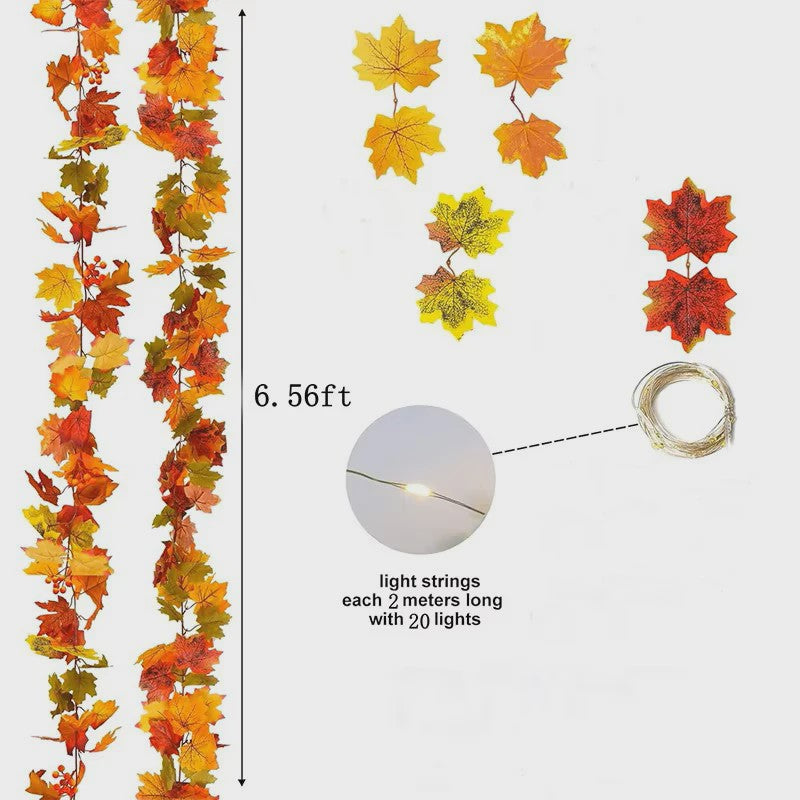 200cm Herfst Esdoornblad Slinger met Kunstbladeren - Decoratie voor Huis, Tuin, Halloween