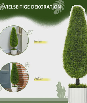 Set van 2 Kunstcipressen 90 cm met Pot en Mos - Decoratieve Kunstplant voor Binnen en Buiten