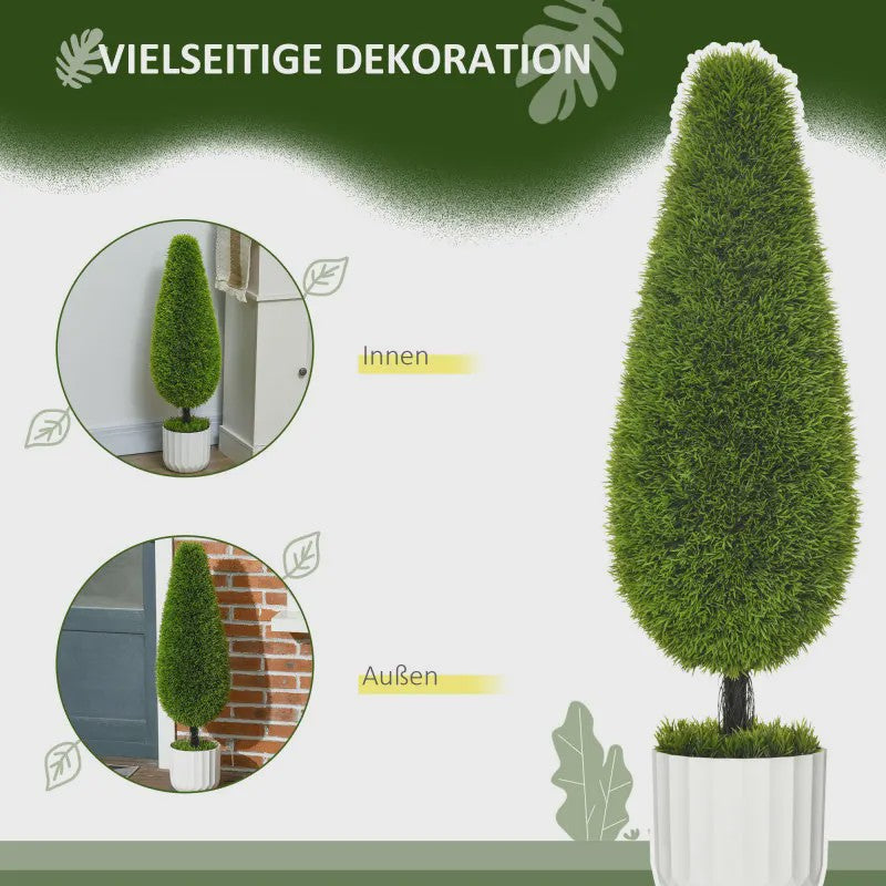 Set van 2 Kunstcipressen 90 cm met Pot en Mos - Decoratieve Kunstplant voor Binnen en Buiten