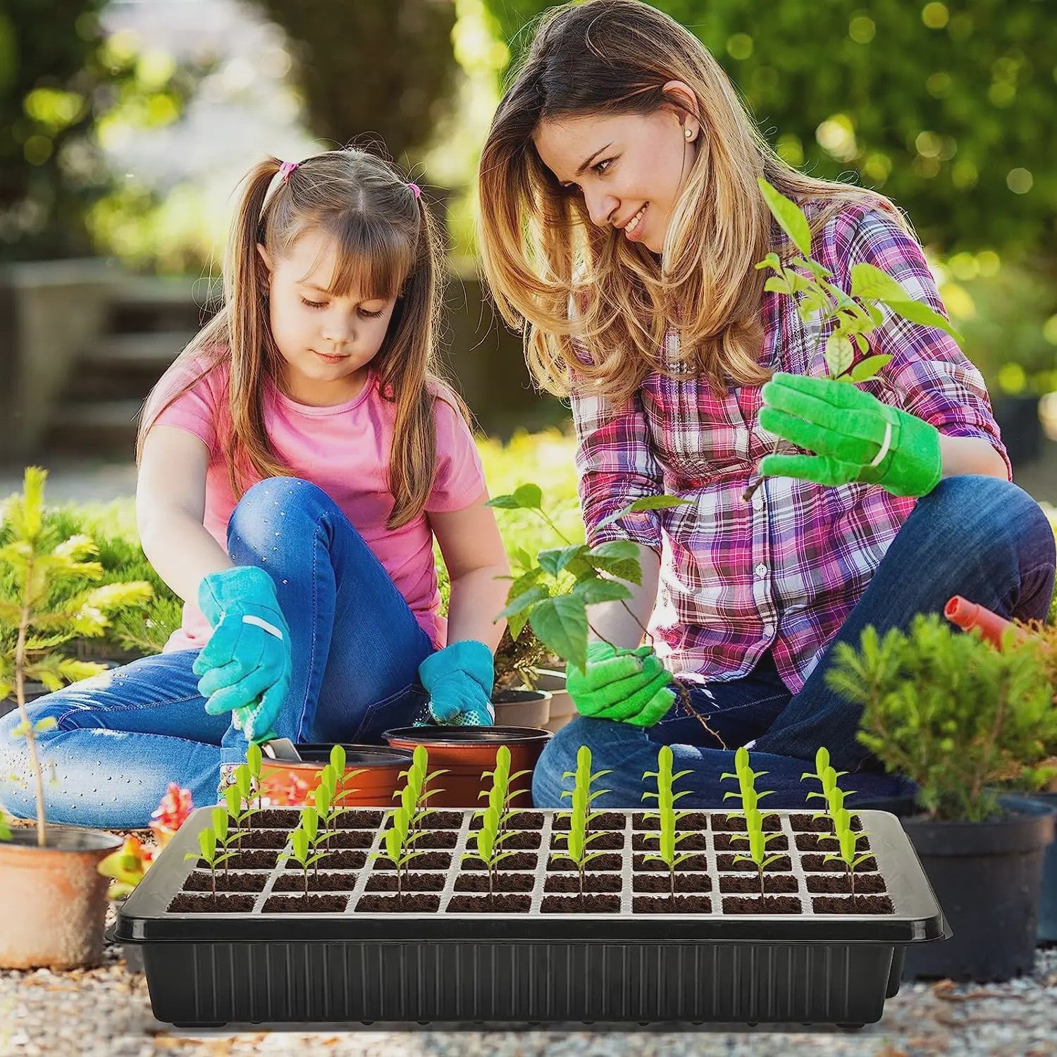 Kweekbak met 40 Cellen, Vochtdome en 2 LED Groeilampen - Complete Zaadstarter Kit