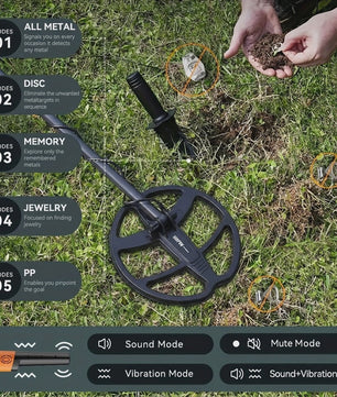 SUNPOW Professionele Metaaldetector met Pinpointer - Oplaadbaar, Waterdicht, 5 Modi