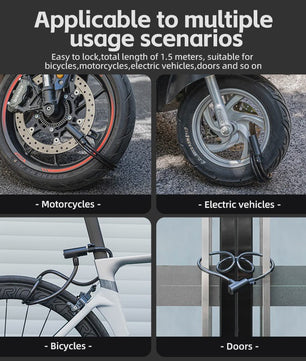 ROCKBROS Draagbaar Fiets Kabel Diefstalbeveiliging Slot met Sleutels - Zinc Alloy
